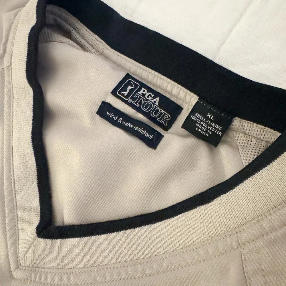 PGA Tour Mens Pullover‎ Jacket XL Tan Water And Wind Resistant Golf Zip Sleeves